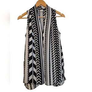 Spense Monochrome Geometric Sleeveless Top Size Xl